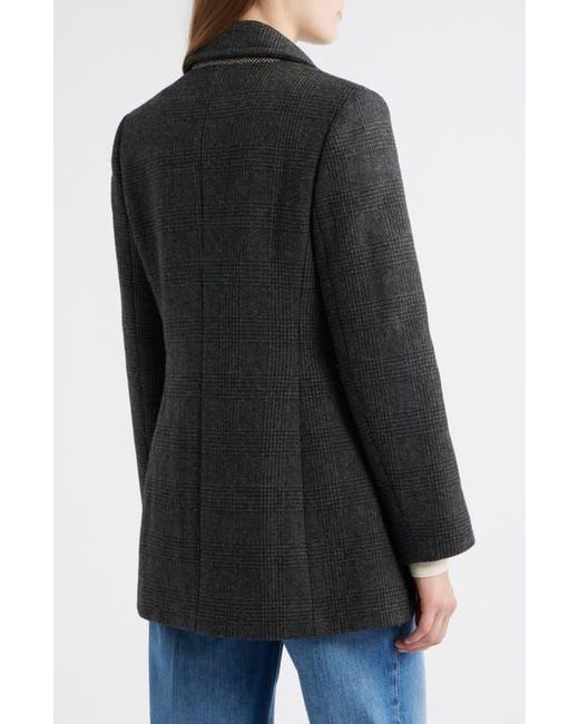 Sam Edelman Black Houndstooth Layered Wool Blend Coat