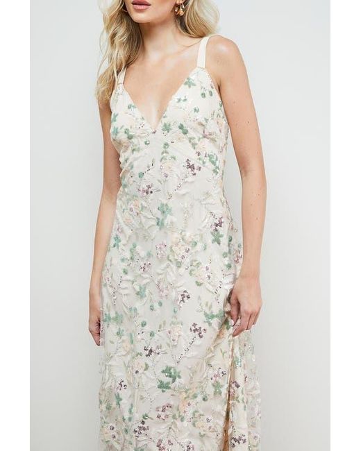 Oasis White Hand Embellished V-Neck Midi Dress