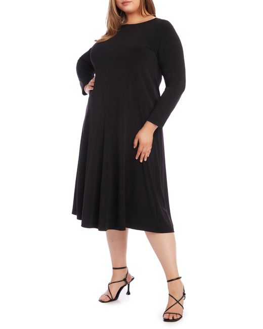 Karen Kane Black Kate Long Sleeve Jersey Midi Dress