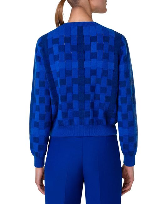 Akris Blue Braided Cashmere & Wool Sweater