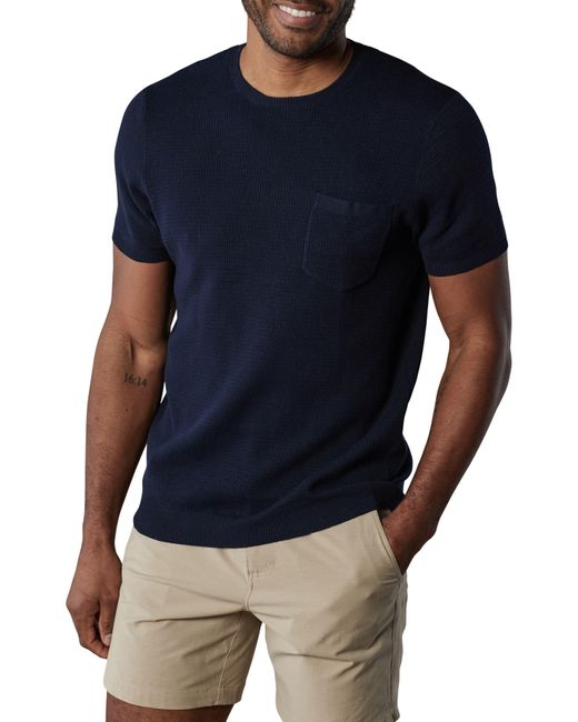 The Normal Brand Blue Waffle Stitch Short Sleeve Sweater for men