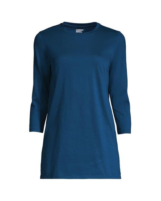 Lands' End Blue 3/4 Sleeve Cotton Supima Tunic