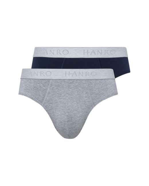 Hanro Gray Cotton Essentials 2-Pack Cotton Briefs for men