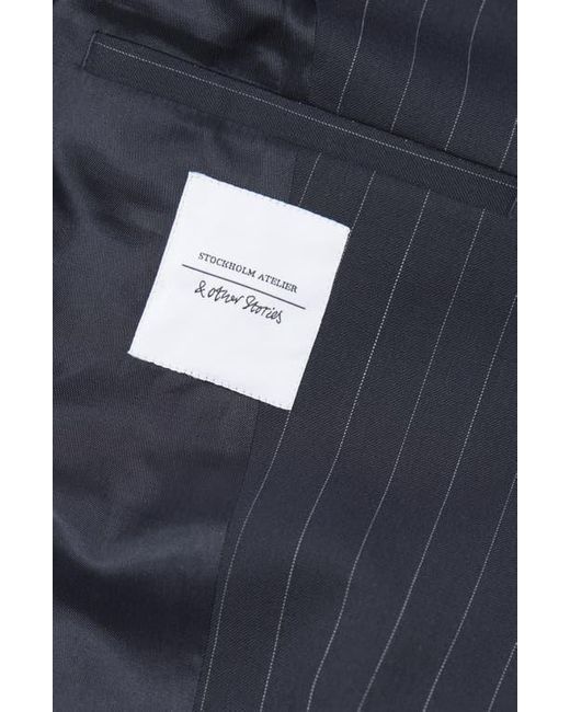 & Other Stories Blue Tailored Wool Blend Asymmetric Blazer