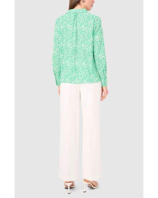 Halogen® Green Geo Print Crepe Button-Up Shirt