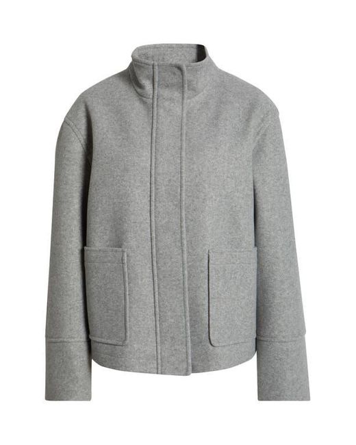 Sam Edelman Stand Collar Felt Jacket in Gray | Lyst