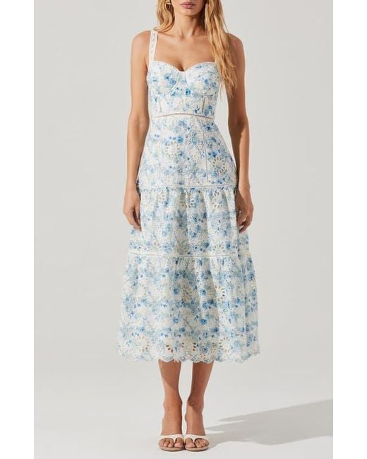 Astr Pellagia Eyelet Embroidery A-Line Dress in Blue | Lyst Astr Pellagia Eyelet Embroidery A-Line Dress in Blue | Lyst