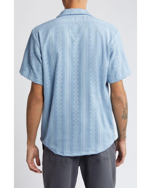 Oas Blue Ancora Terry Cloth Camp Shirt for men