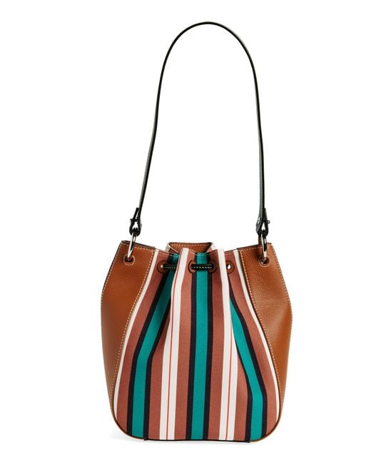 Strathberry White X Collagerie Bolo Canvas & Leather Bucket Bag