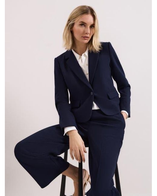 Phase Eight Blue Aubrie Single Button Cropped Blazer