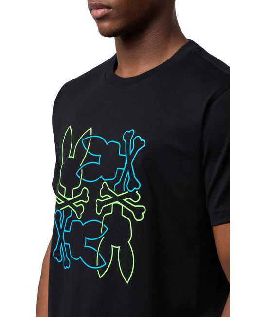 Psycho Bunny Black Rodman Pima Cotton Graphic T-shirt for men