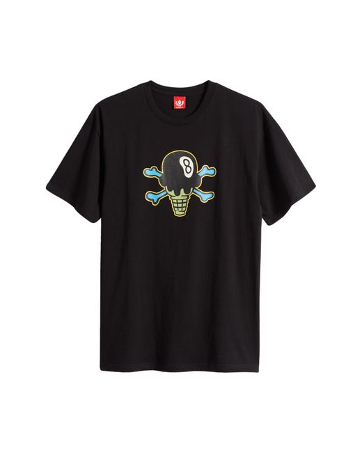 ICECREAM Black Eight-ball Cotton Graphic T-shirt for men