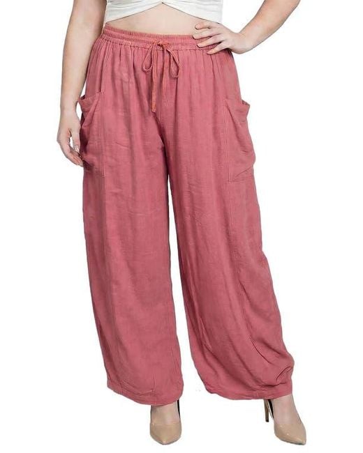 Standards & Practices Red Shantung Harem Pants