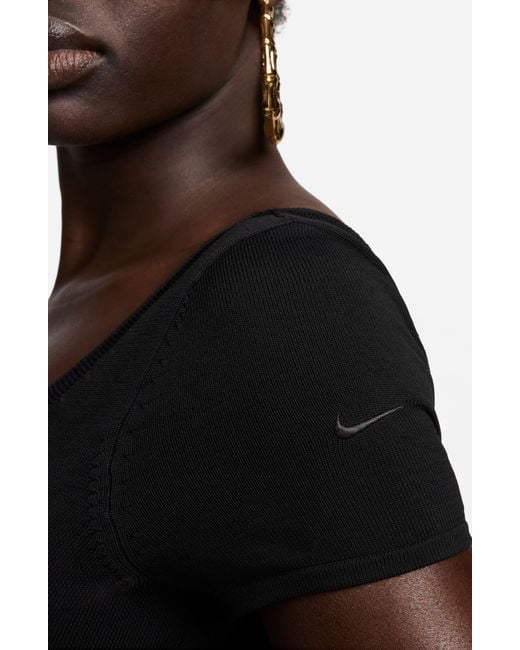 Nike Black Short Sleeve Rib Sweater Bodysuit