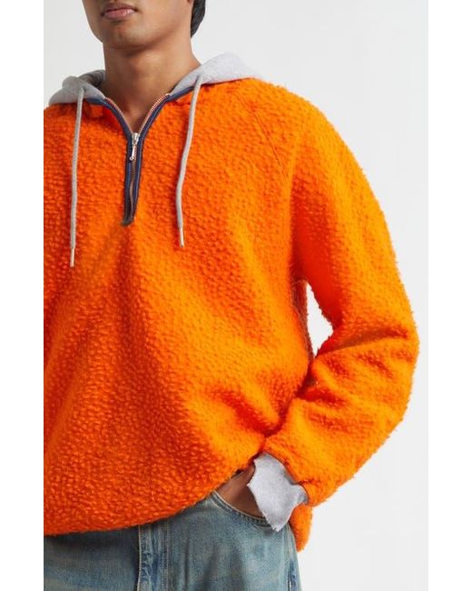 Stockholm Surfboard Club Orange Farm Colorblock Wool Blend Quarter Zip Hoodie for men