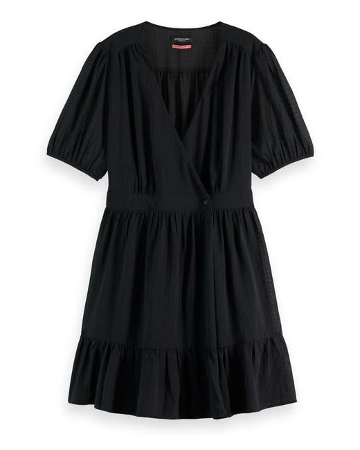 Scotch & Soda Black Wrap Front Minidress