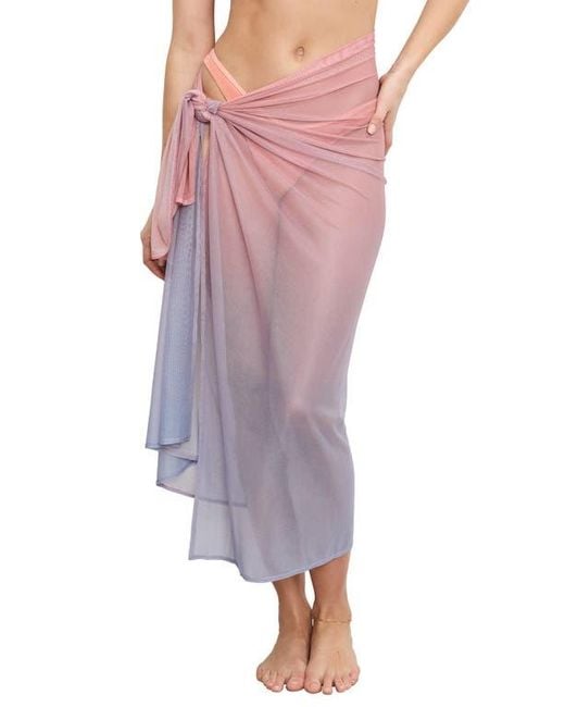 GOOD AMERICAN Purple Snakeskin Print Mesh Sarong