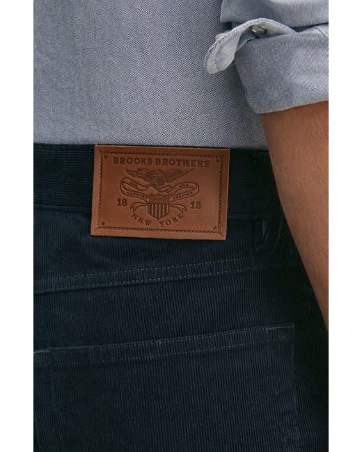 Brooks Brothers Blue Stretch Cotton Corduroy Five Pocket Pants for men