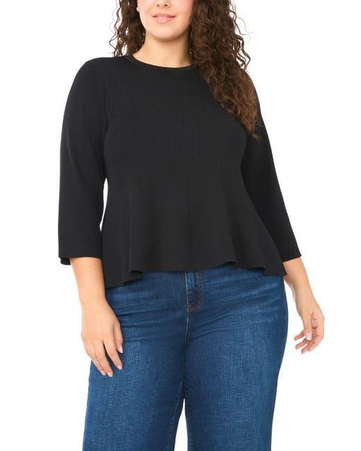 Halogen® Black Rib Peplum Sweater