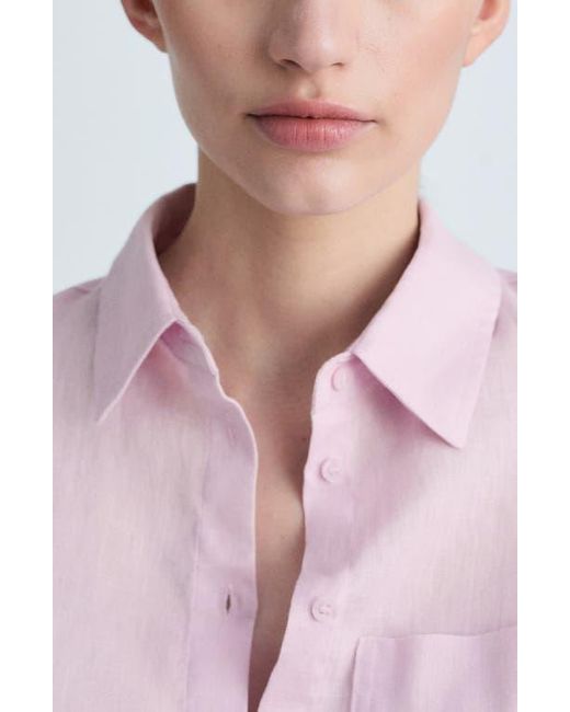 Mango Pink Lino Linen & Cotton Button-Up Shirt