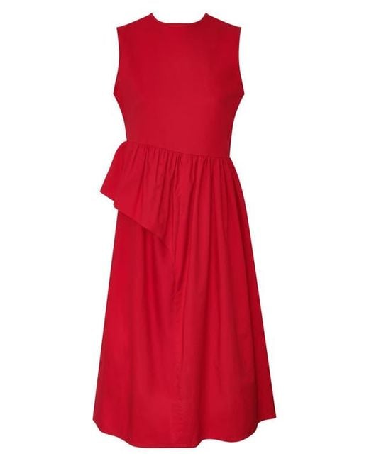 The Lulo Project Red The Bloodline Ruffle Sleeveless Midi Dress