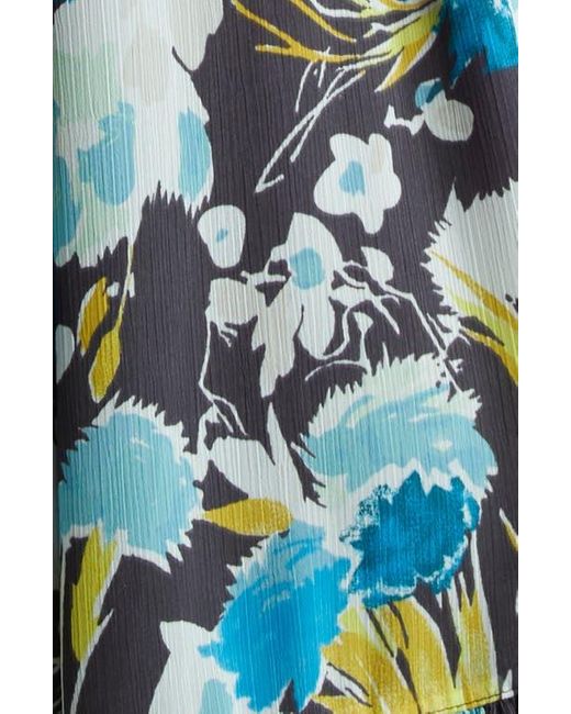 Cinq À Sept Green Lyra Tossed Floral Long Sleeve Minidress
