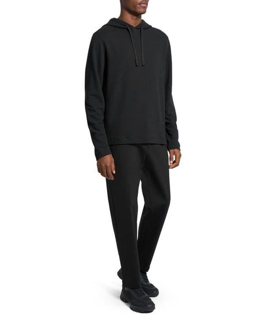 Theory Black Delroy Studio Textured Hoodie for men