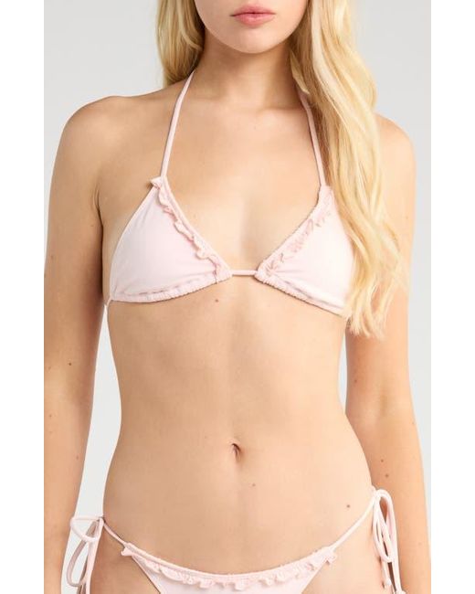 PacSun Natural Sakura Ruffle Triangle Bikini Top
