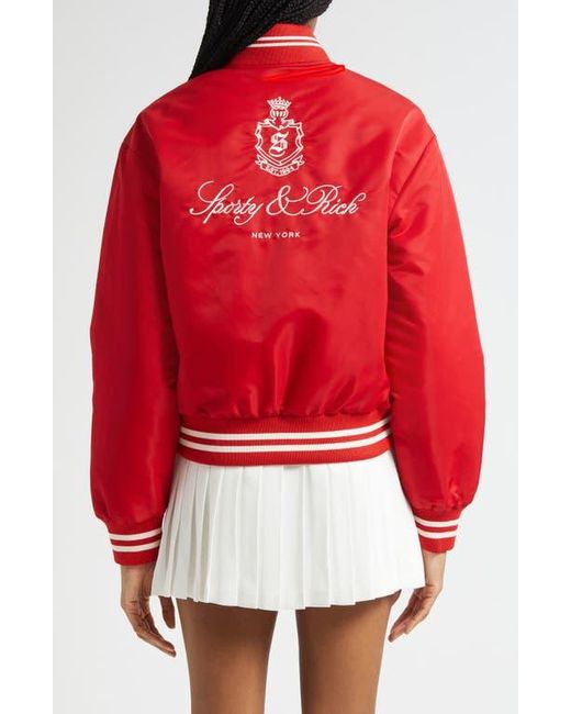 Sporty & Rich Red Vendome Nylon Varsity Jacket