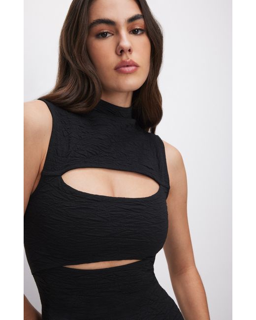 GOOD AMERICAN Black Double Cutout Knit Maxi Dress