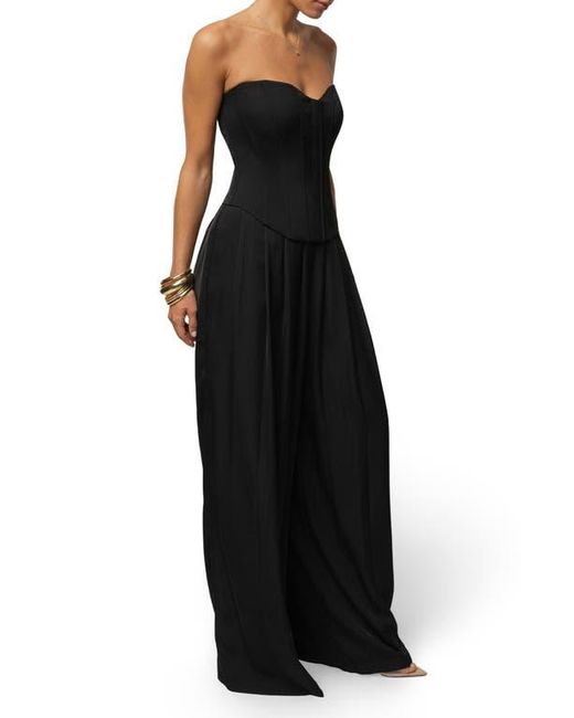 JLUXLABEL Black Clara Pleated Wide Leg Trousers