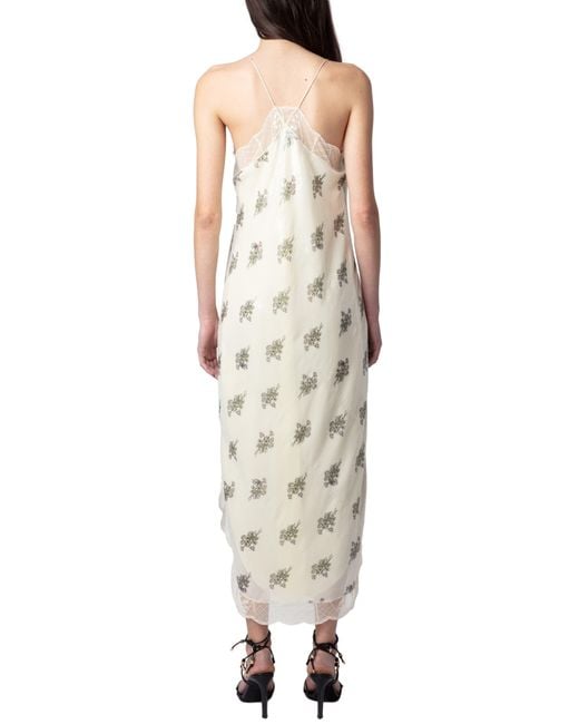 Zadig & Voltaire Natural Ristyl Floral Sequin Slipdress