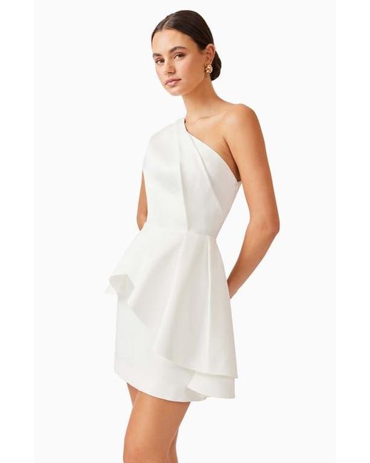 Elliatt White Gabi Asymmetric Peplum Minidress