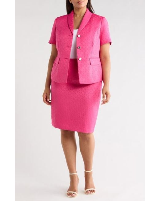 Kasper Pink Jacquard Three-Button Jacket
