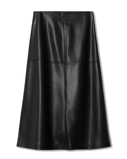 Mango Black Faux Leather A-line Skirt
