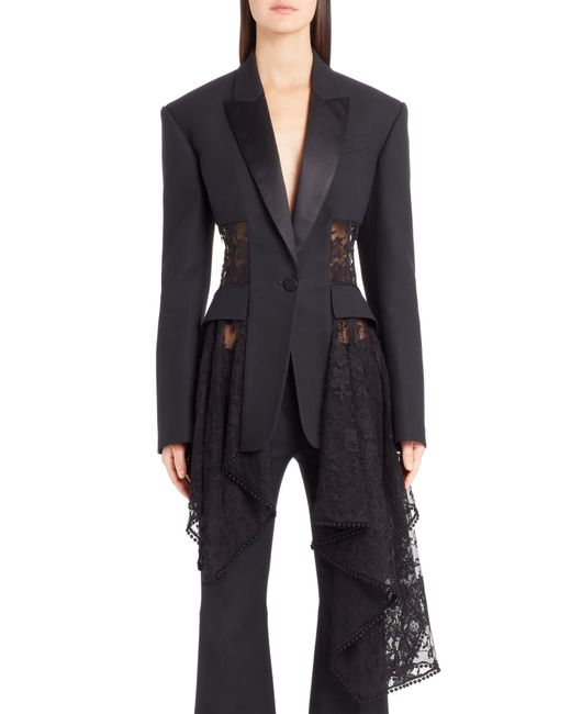 McQueen Black Alexander Lace Drape Corset Jacket