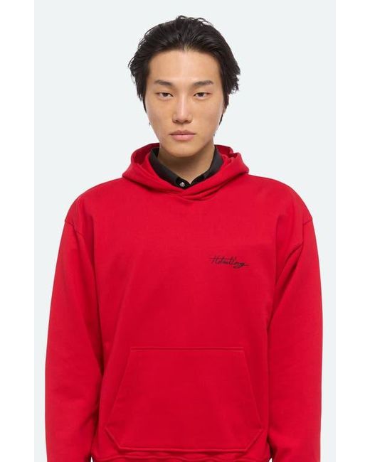 Helmut Lang Red Sketch Compact Cotton Graphic Hoodie for men