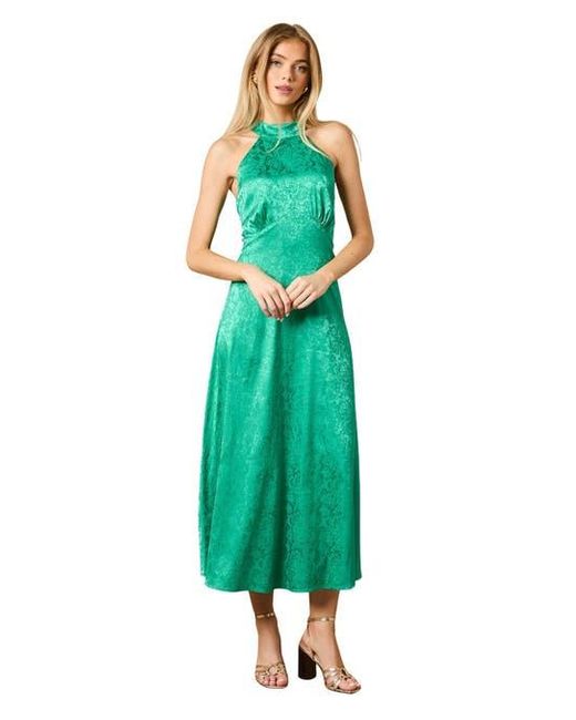 Oasis Green Bias Halterneck Midi Dress