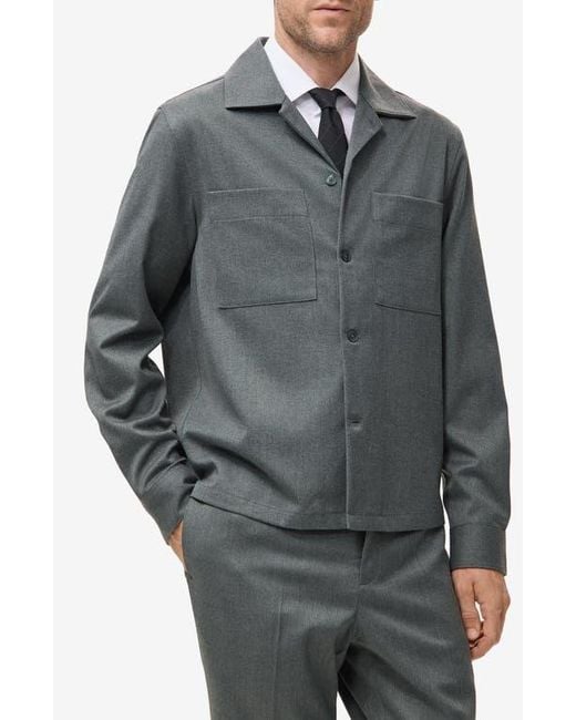 Mango Gray Fluid Pocket Overshirt for men