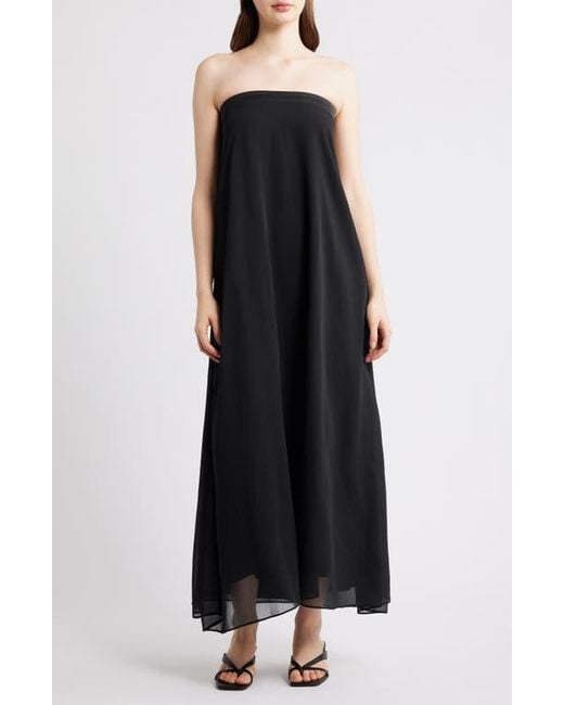 back bow strapless maxi dress in black Take A Bow Black & Cream Velvet Strapless Maxi Dress With Oversized – Club  L London main image 1