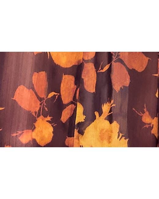 MELLODAY Orange Floral Long Sleeve Chiffon Dress