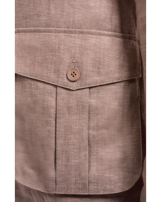 Bugatchi Brown Linen Safari Jacket for men