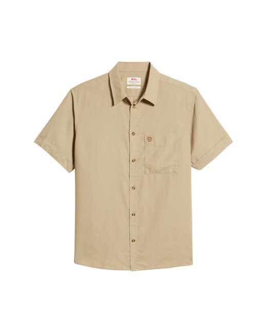 Fjallraven Natural Ovik Travel Short Sleeve Button-up Shirt for men