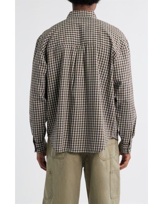 Obey Brown Bigwig Andy Shadow Check Cotton Button-Up Shirt for men