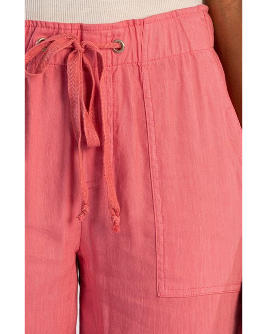 Kut From The Kloth Red Rosalie Linen Blend Drawstring Ankle Pants