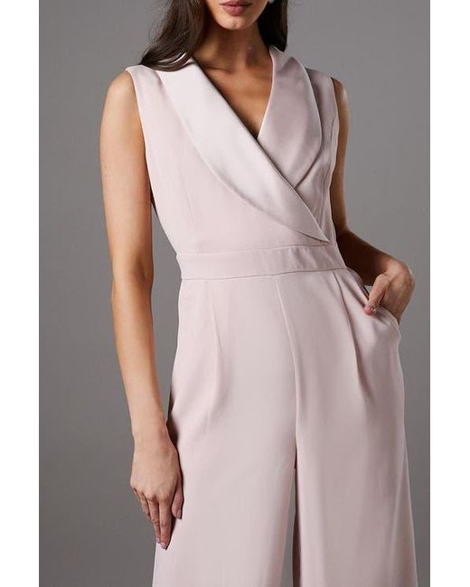Coast Pink Crepe V-Neck Wrap Wide Leg Jumpsuit