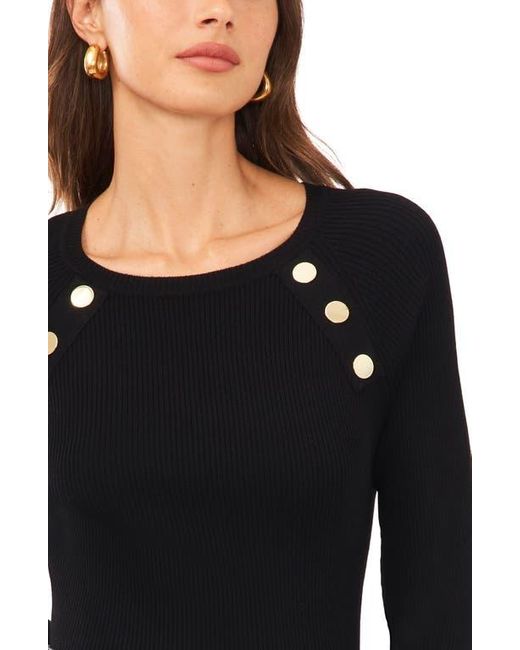 Halogen® Black Button Rib Sweater