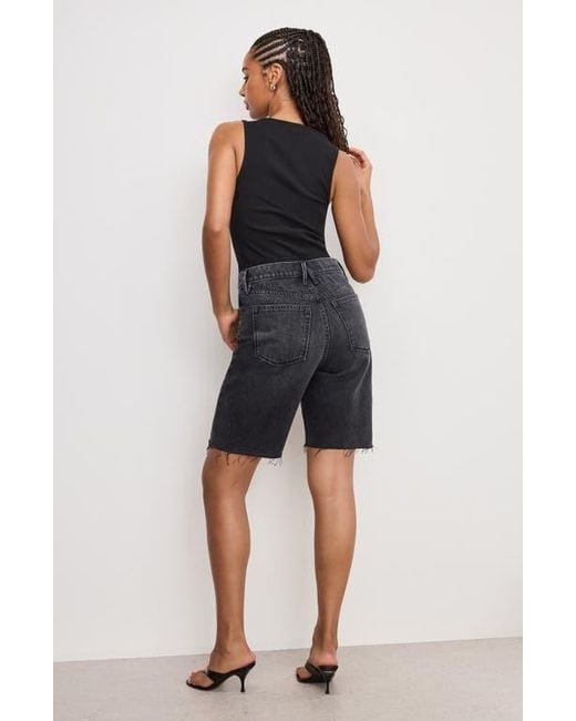 GOOD AMERICAN Blue Good Standard Raw Hem Bermuda Shorts