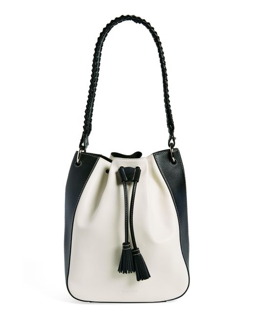 Strathberry White X Collagerie Large Bolo Colorblock Leather Bucket Bag