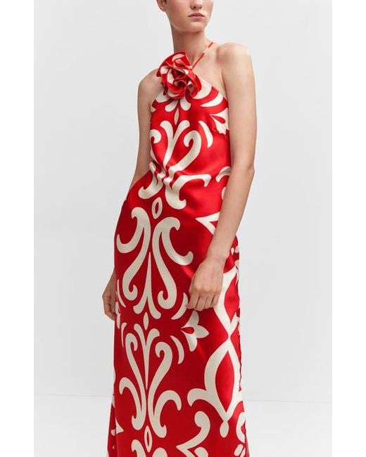 Mango Flower Applique Halter Dress in Red Lyst
